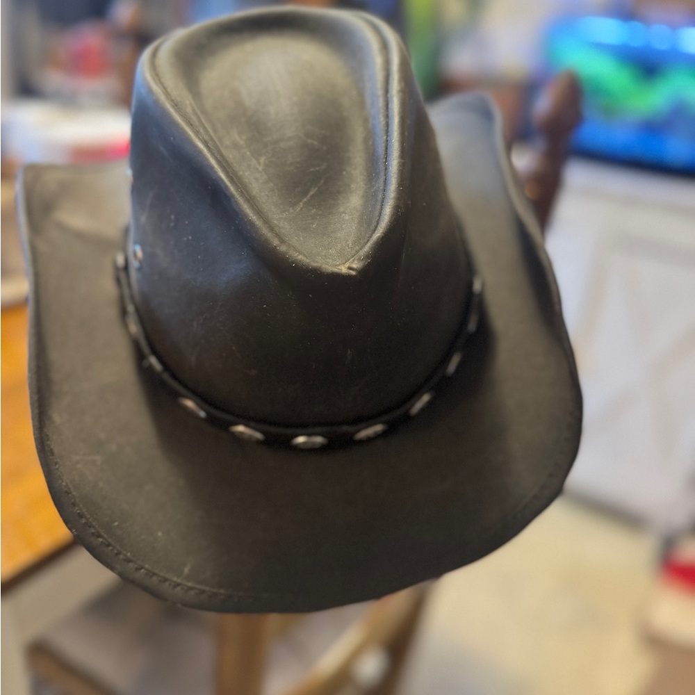 Men's Classic Black Leather Western Hat